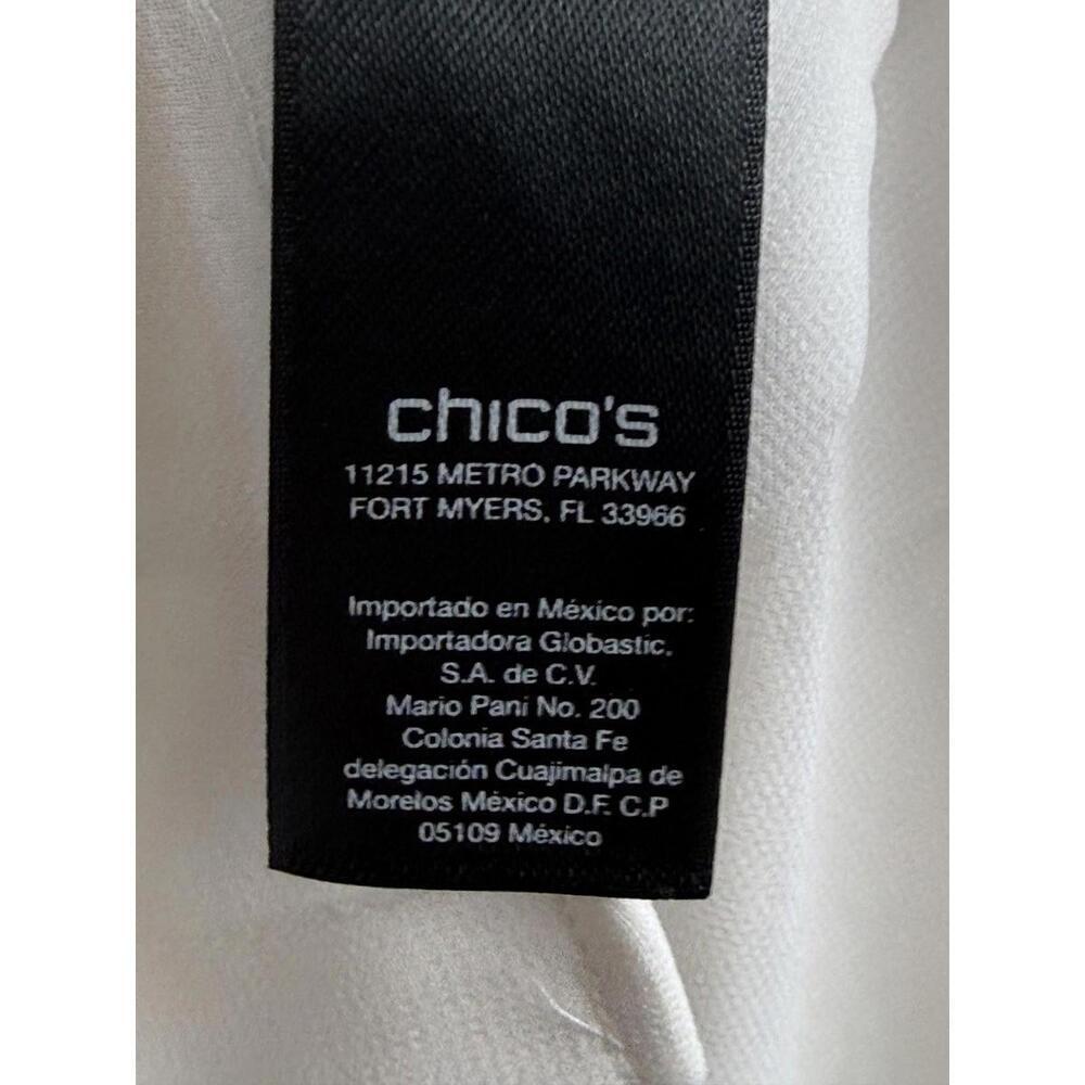 Chico's Black Label Shirt Womens 2 White Sheer Button Front Tunic High Low Hem - Picture 9 of 10